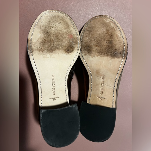 Veronica Beard Penny Loafer Block Heel Pump Metallic Dark Gold Leather SZ 7 - Picture 7 of 7